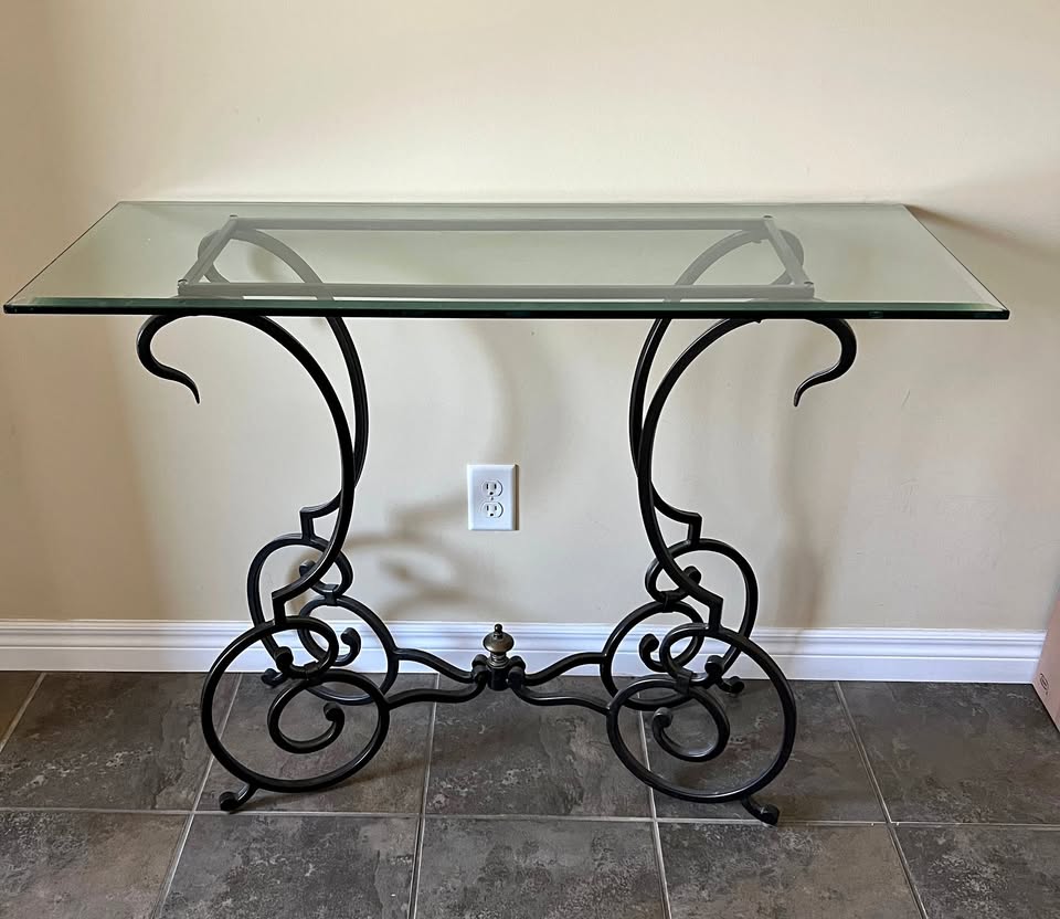 Iron Table with Glass Top