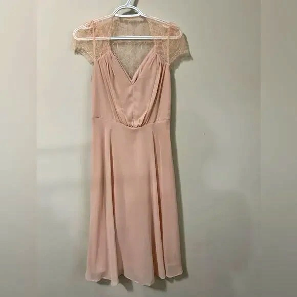 Brand New Asos Peach Lace Shoulder Midi Dress