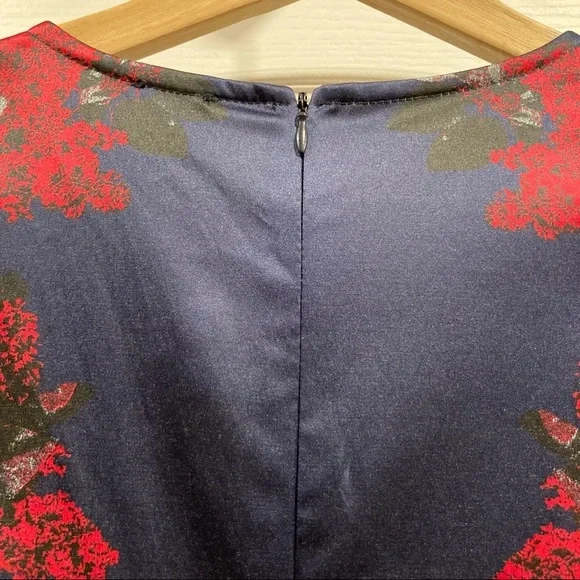 Brand New ASOS Floral Skater Dress Navy Blue & Red Size 4 - photo 4