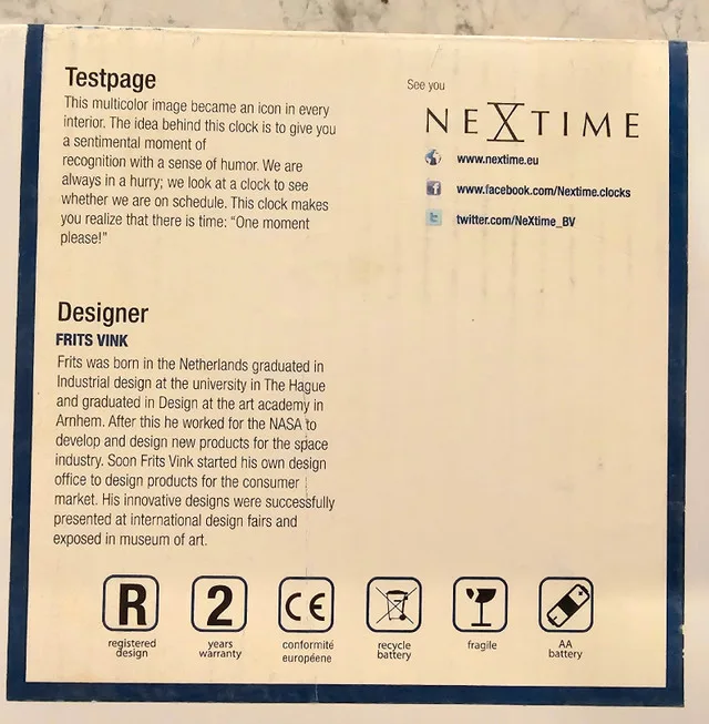 NeXtime Test Pattern Wall Mounted Clock image indicator(3)