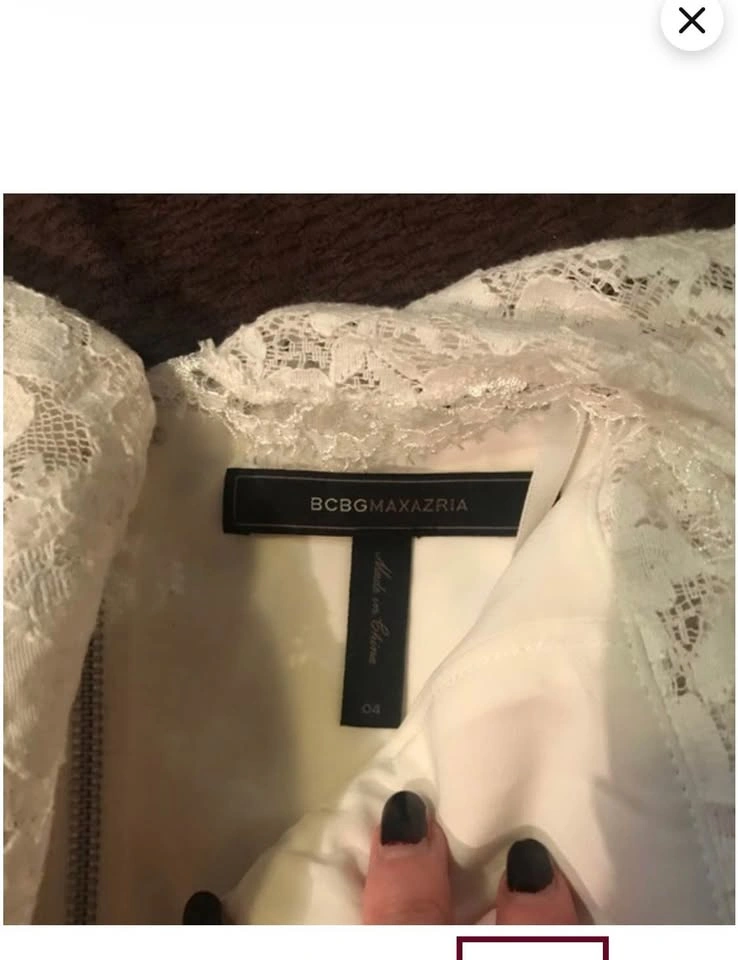 Brand New BCBG Max Azaria White Lace Knee Length Dress Size 4 - photo 3