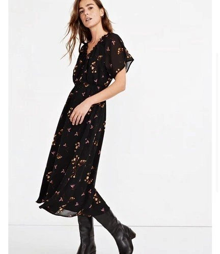 Brand New Madewell Dolman Midi Dress - Falling Freesias