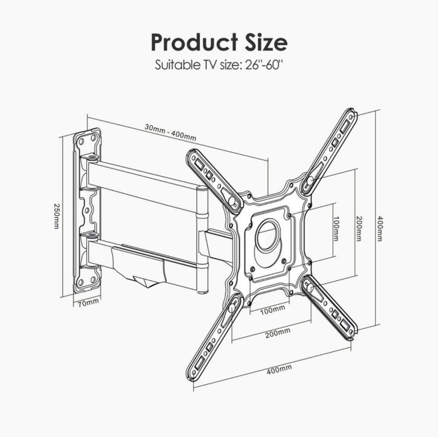 Brand New Full Motion TV Mount 26-60 Inch - photo 2