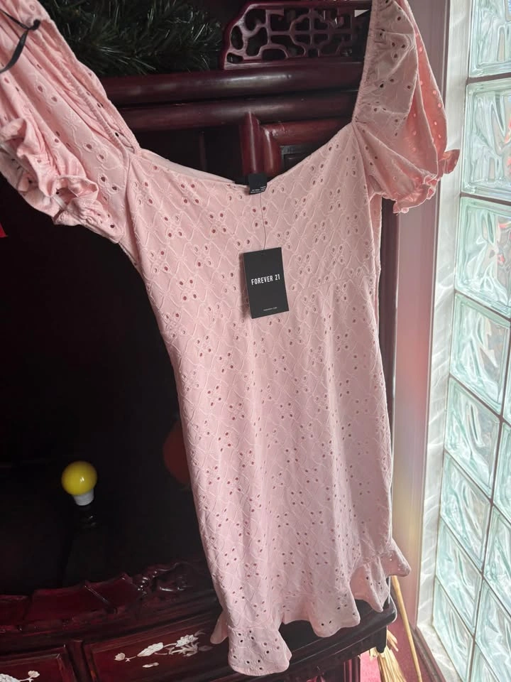 NWT Forever 21 mini milkmaid light pink dress size small - photo 2