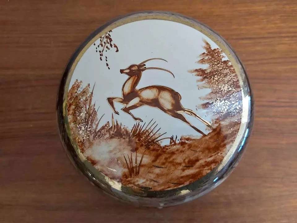 MCM hand-painted lidded dish - made in Belgium thumbnail
