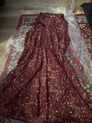 Brand New Allegra K Knee Length Dress Burgundy Floral Size Small - photo 3