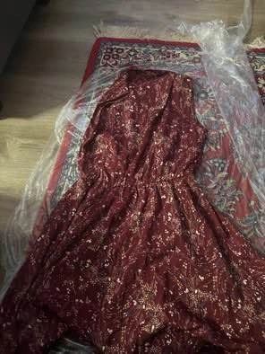 Brand New Allegra K Knee Length Dress Burgundy Floral Size Small - photo 4