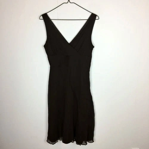 Brand New J Crew 100% Silk Crepe Dress Size 4 Brown Sleeveless