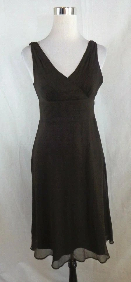 Brand New J Crew 100% Silk Crepe Dress Size 4 Brown Sleeveless - photo 2