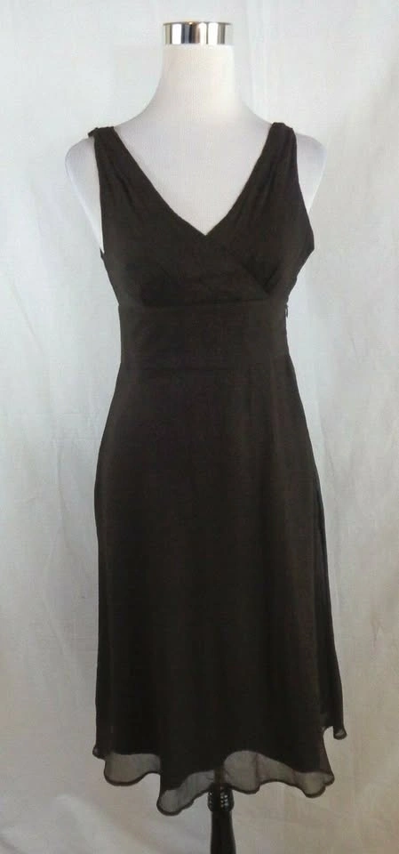 Brand New J Crew 100% Silk Crepe Dress Size 4 Brown Sleeveless - photo 5