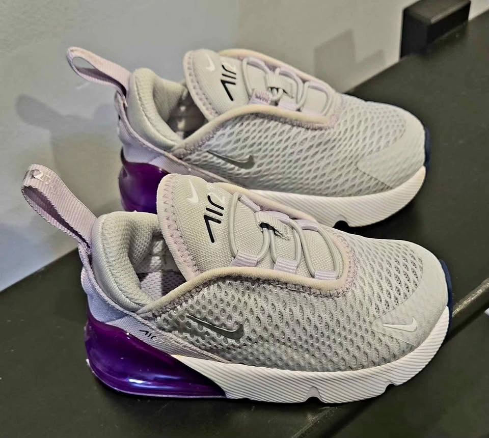 Nike Air Max 270 Toddler Shoes Grey Purple 6C - photo 4