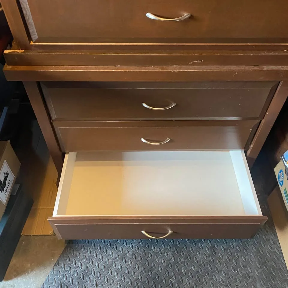 Hotel Style 3 Drawer Brown Dresser w/ Glass Top image indicator(2)