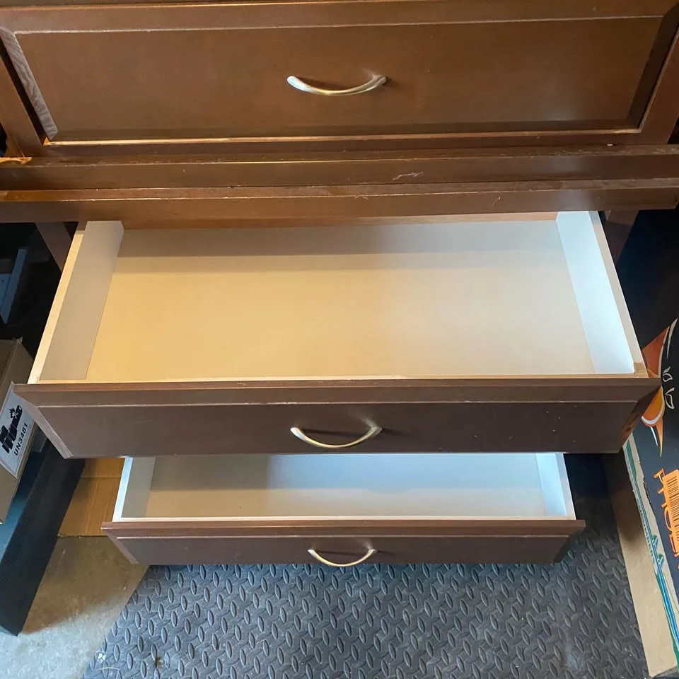 Hotel Style 3 Drawer Brown Dresser w/ Glass Top image indicator(3)