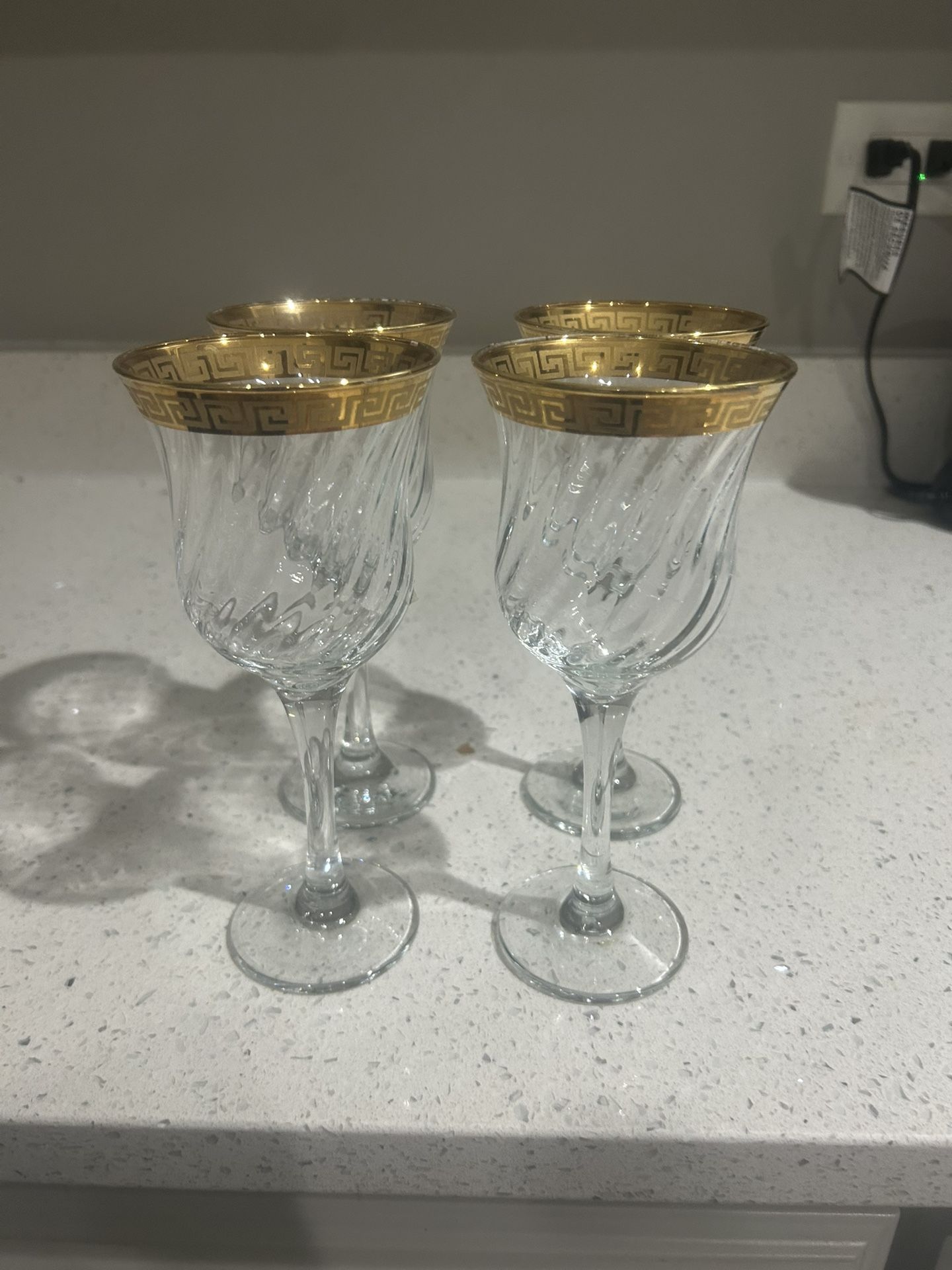 Vintage Italian Wine Glasses - Greek Gold Rim (Set of 4) - photo 3