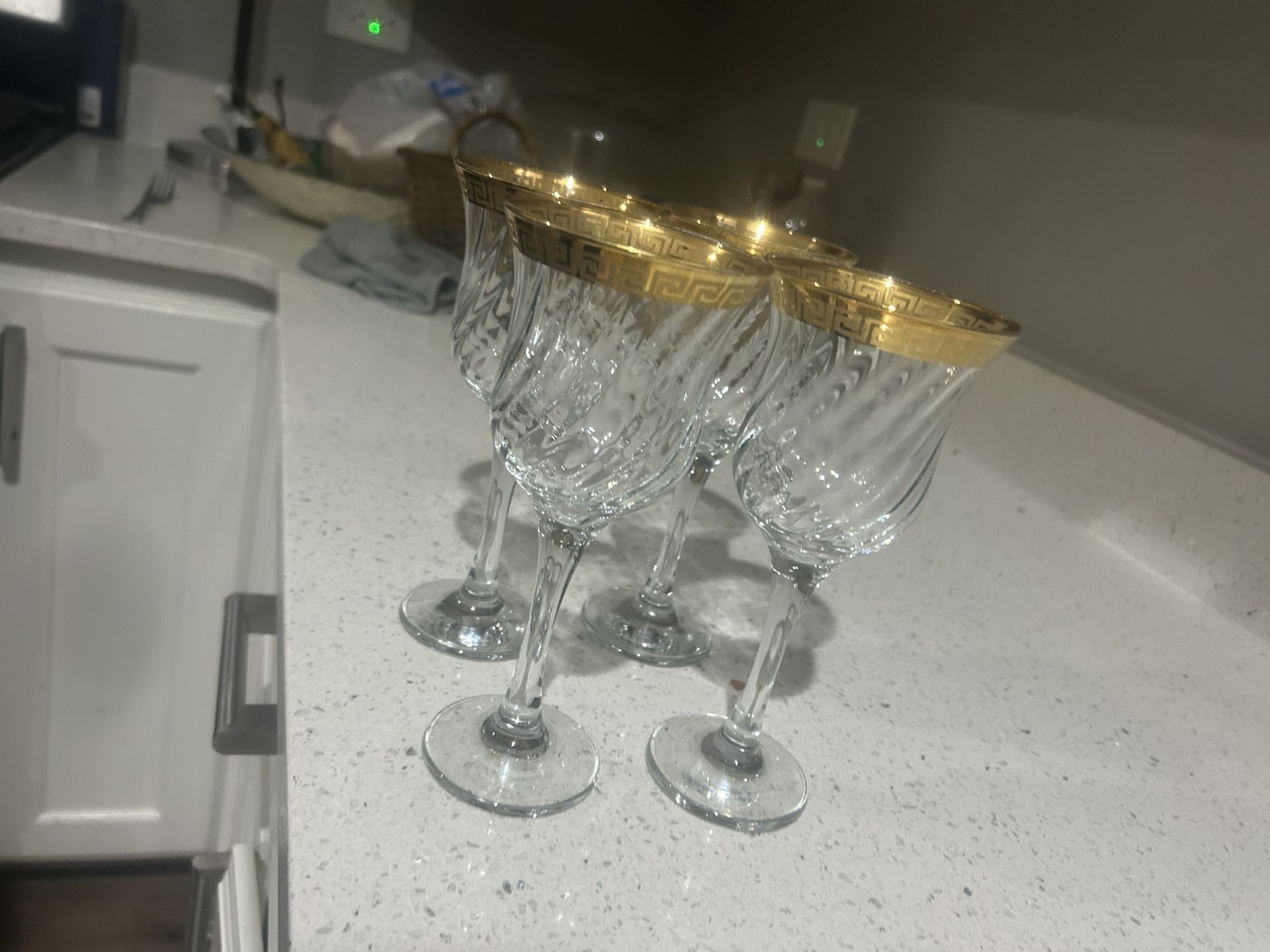 Vintage Italian Wine Glasses - Greek Gold Rim (Set of 4) - photo 4