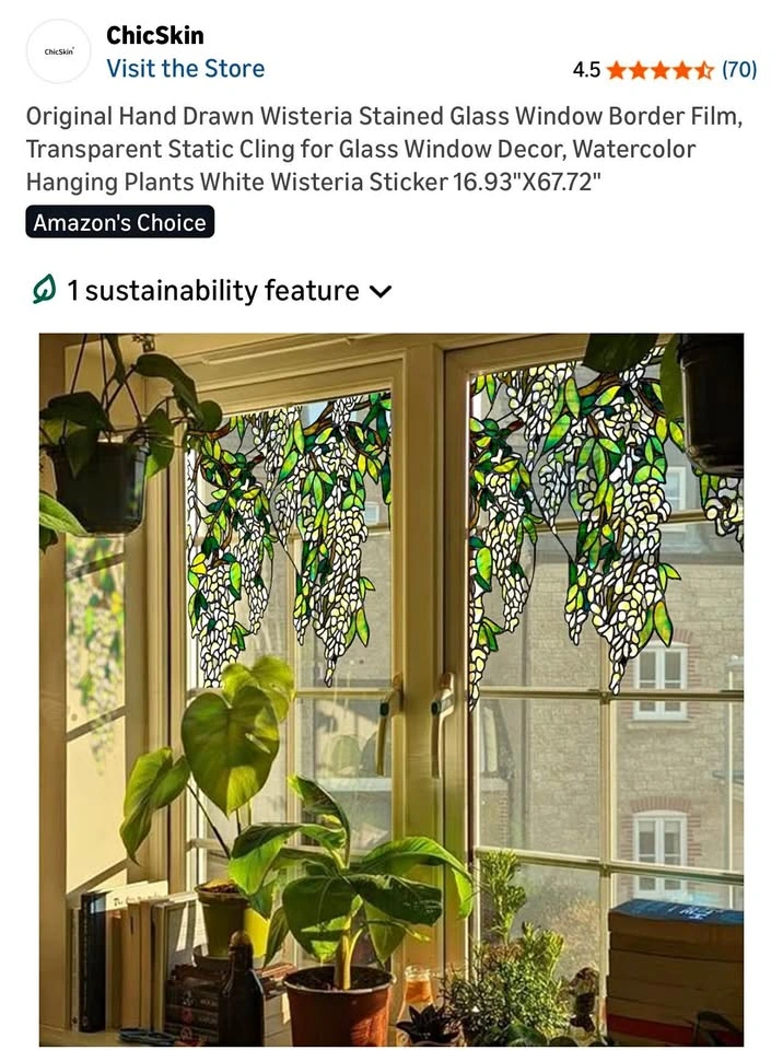 🥕 Stained glass floral window cling