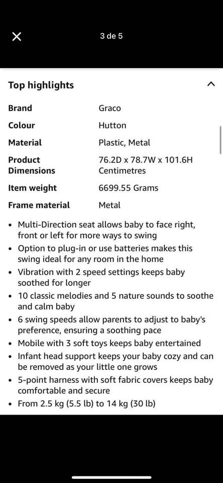 Graco Baby Swing Hutton - photo 2