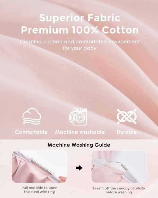 Pink Baby Kids Bed Canopy w Lights Double Layer Mesh Cotton - photo 3
