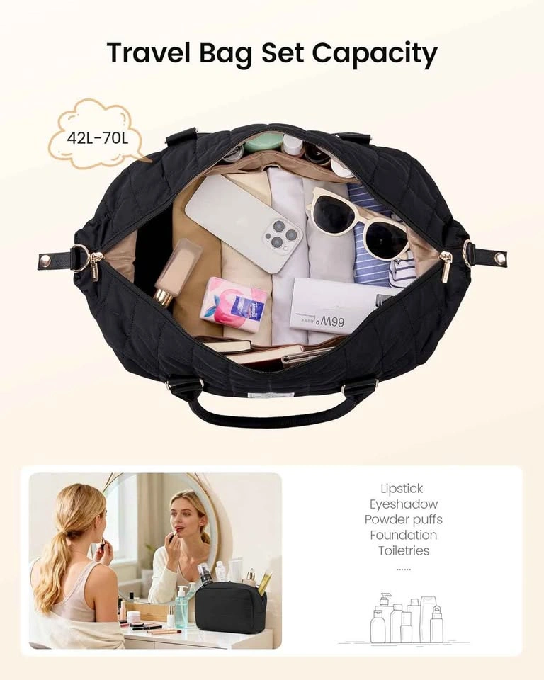 Loovook Quilted Travel Bag w/ Shoe Compartment & Pouch - photo 4