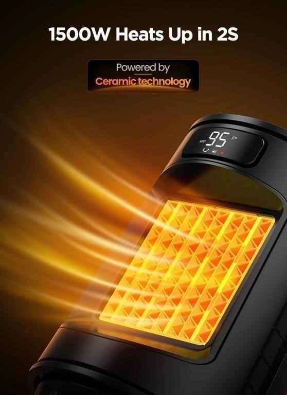 GivBest 1500W Ceramic Oscillating Space Heater w/ Remote - photo 2