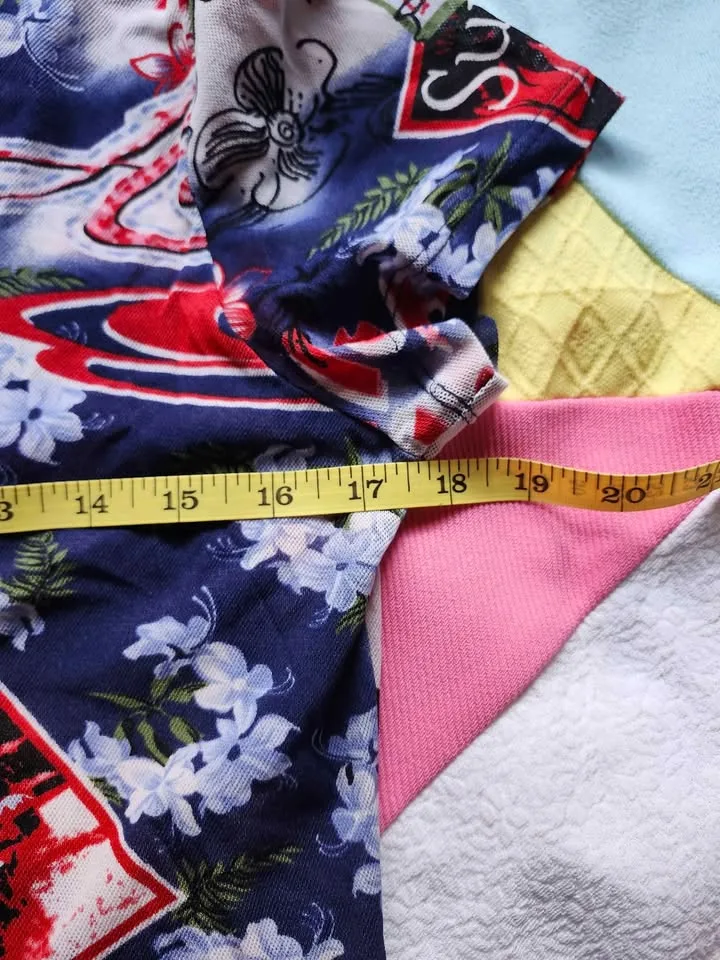 sheer mesh Hawaiian shirt in blue, red and white image indicator(6)