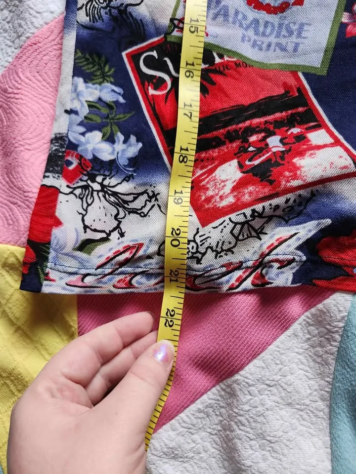 sheer mesh Hawaiian shirt in blue, red and white image indicator(7)