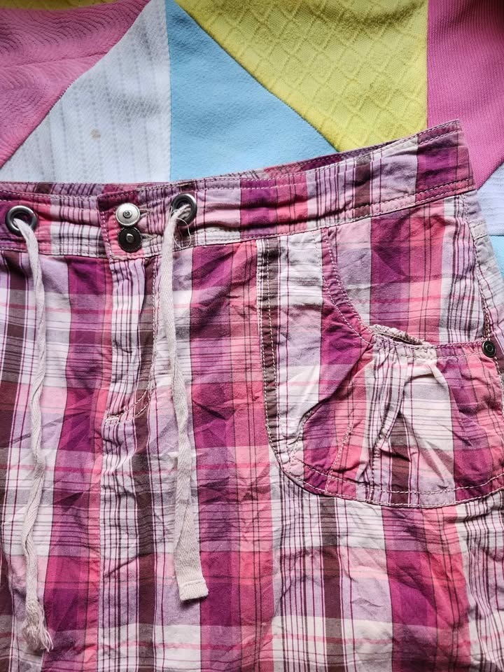 2000s pink and purple plaid skort with drawstring - photo 4