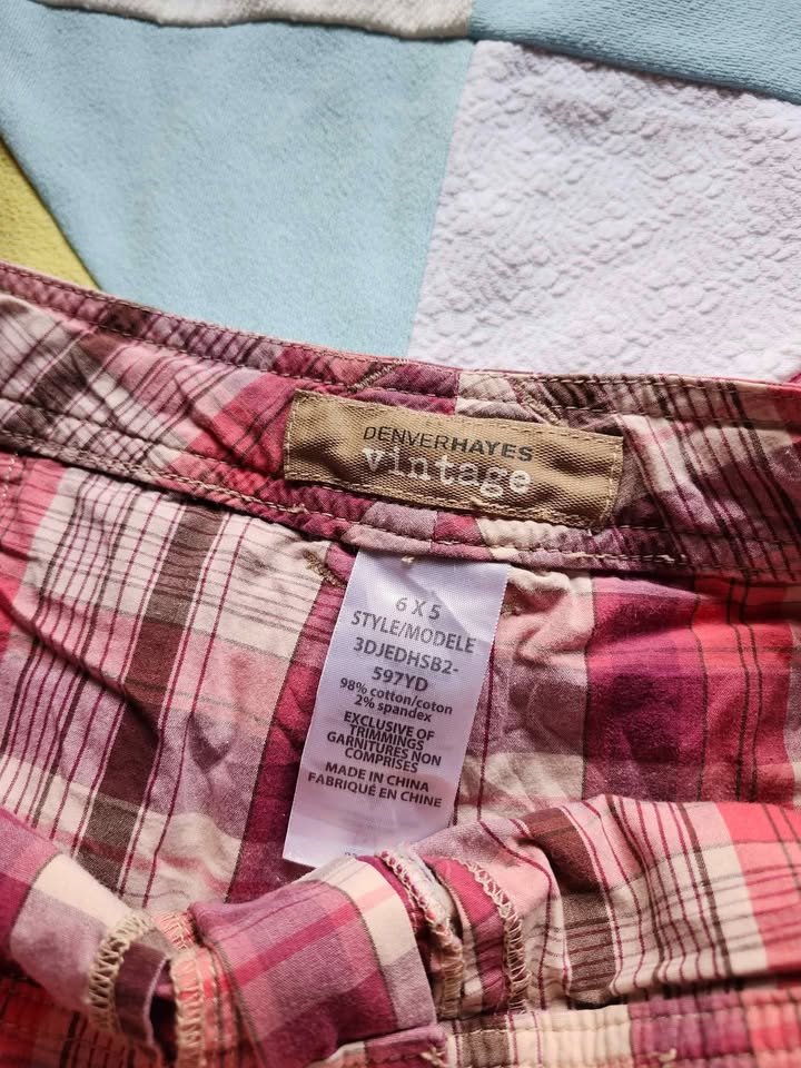 2000s pink and purple plaid skort with drawstring - photo 5