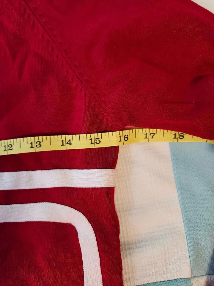 Unique zip-up red striped jacket/sweater image indicator(4)