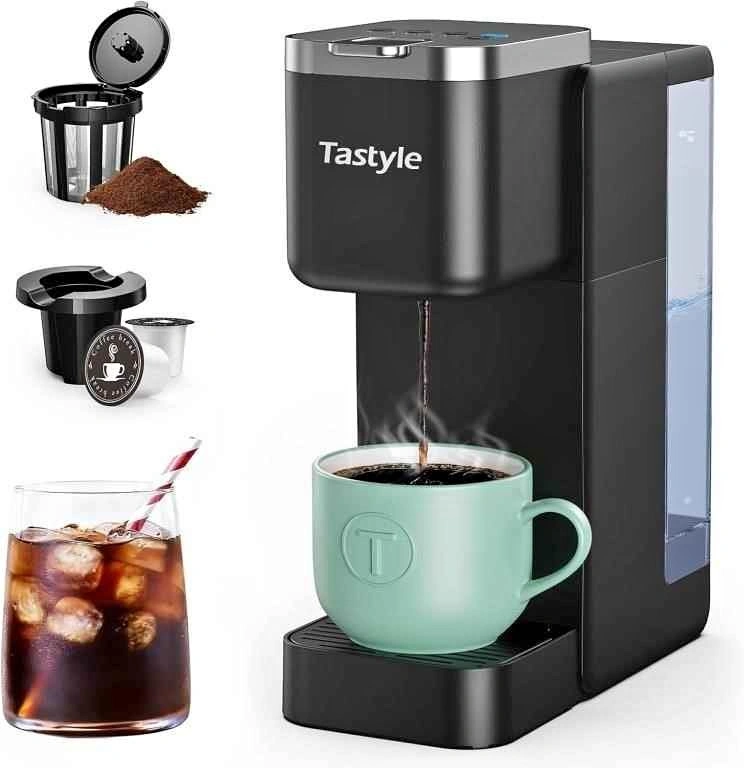 Tastyle Compact Single Serve Coffee Maker Pod & Ground Hot/Iced