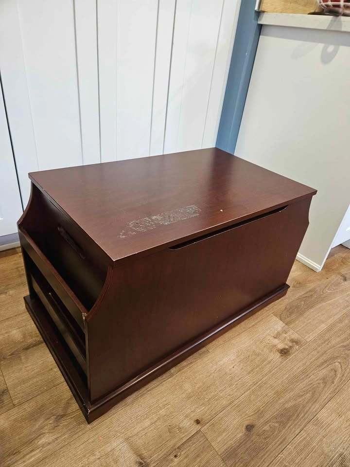 Kids Toy Chest Storage Bench w/ Book Rack – Wood - photo 2