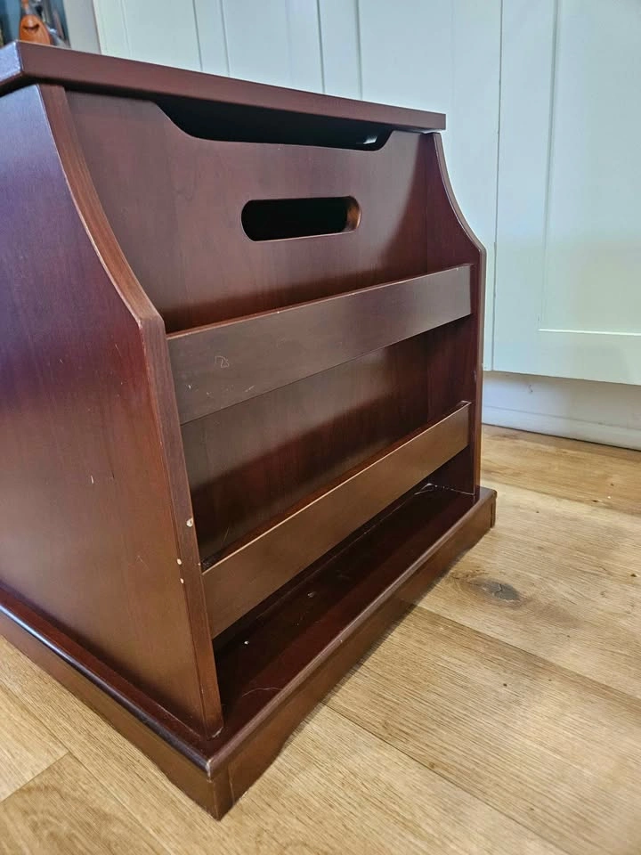Kids Toy Chest Storage Bench w/ Book Rack – Wood - photo 4