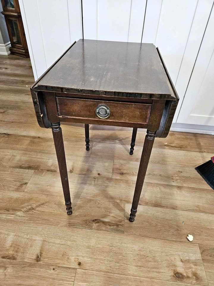 Vintage Solid Wood Study / Writing Table – Drop-Leaf