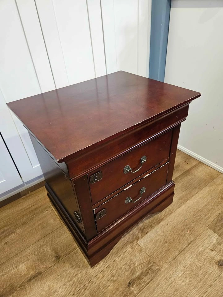Solid Wood Nightstand / End Table – 2 Drawer – Dark Finish - photo 2