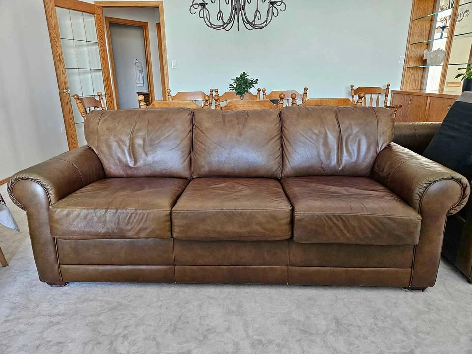 Genuine Brown Leather Couch