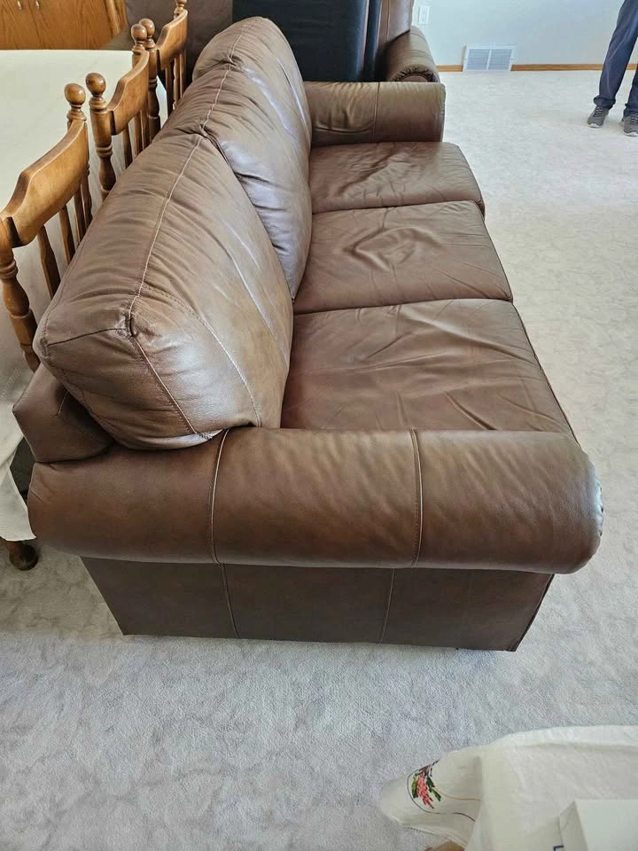 Genuine Brown Leather Couch - photo 2
