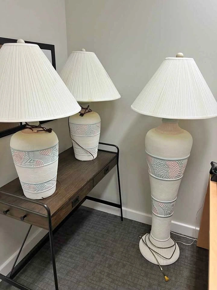 Vintage 1980s Lamp Set – Floor + 2 Table Lamps