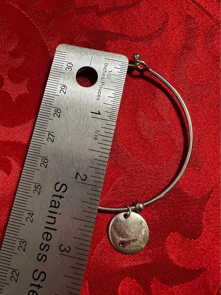 Silver 925 Bangle Bracelet w Blue Stone Charm - photo 5