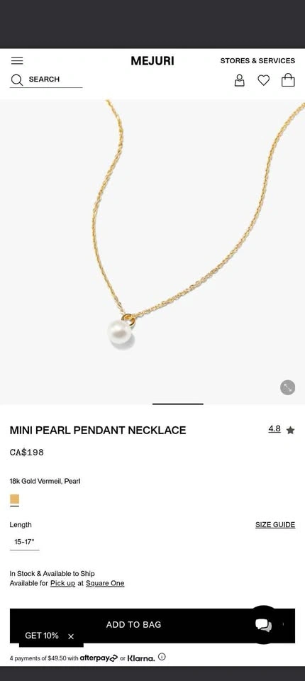 Mejuri Mini Pearl Pendant Necklace