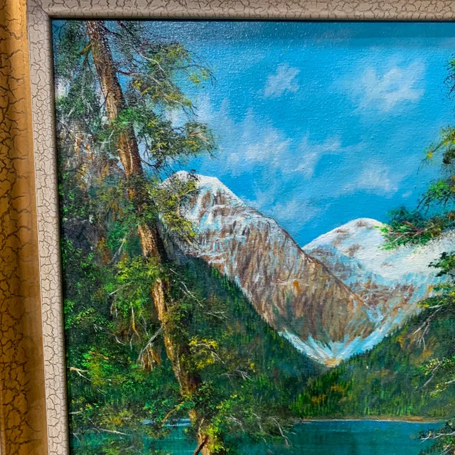 Original Signed Oil on Canvas Lake Forest Mountain 24"x34" image indicator(2)