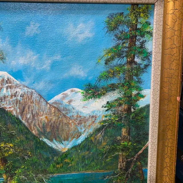 Original Signed Oil on Canvas Lake Forest Mountain 24"x34" image indicator(3)