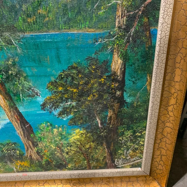 Original Signed Oil on Canvas Lake Forest Mountain 24"x34" image indicator(4)