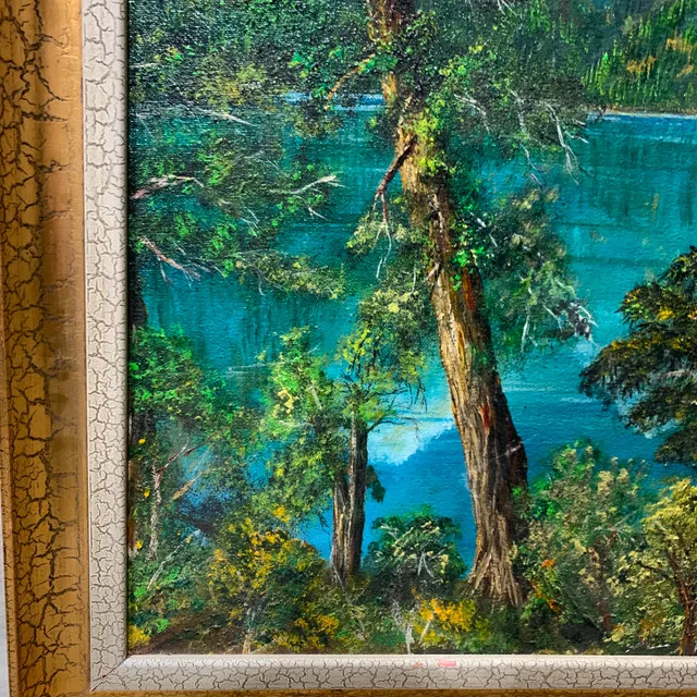 Original Signed Oil on Canvas Lake Forest Mountain 24"x34" image indicator(6)