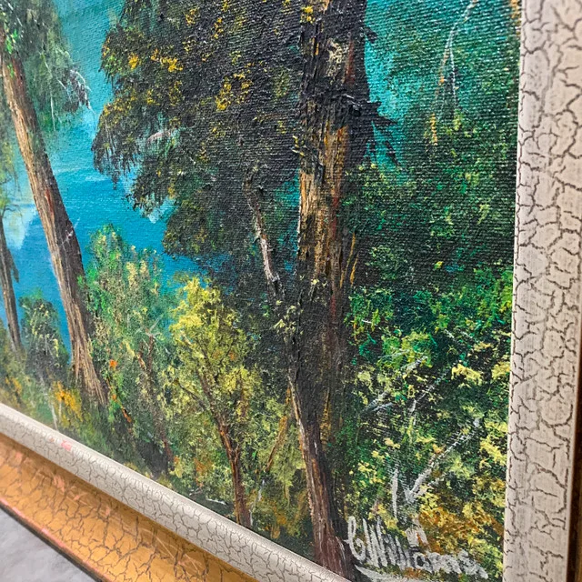 Original Signed Oil on Canvas Lake Forest Mountain 24"x34" image indicator(8)