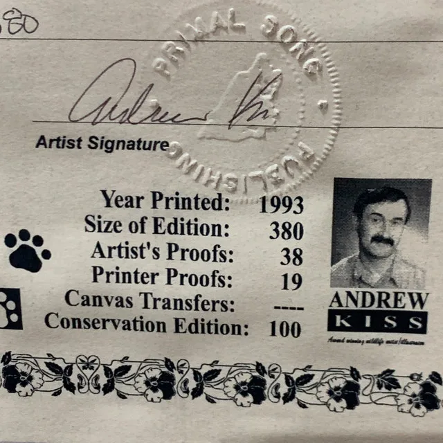 Hunter's Perch Print by Andrew Kiss w/ COA 31"x44" image indicator(9)