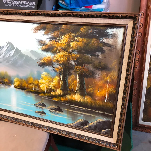 Vintage River Creek Mountain Painting 28"x53" image indicator(4)