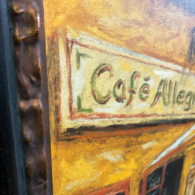 Courtyard Cafe Framed Canvas Art Print 37"x47" image indicator(4)