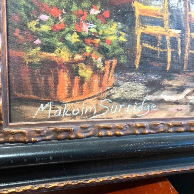 Courtyard Cafe Framed Canvas Art Print 37"x47" image indicator(5)