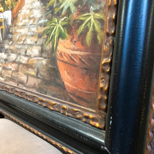 Courtyard Cafe Framed Canvas Art Print 37"x47" image indicator(6)