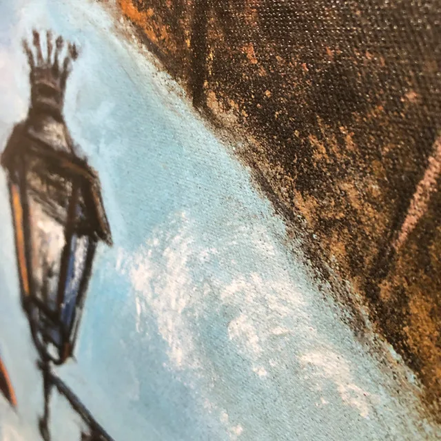 Courtyard Cafe Framed Canvas Art Print 37"x47" image indicator(7)